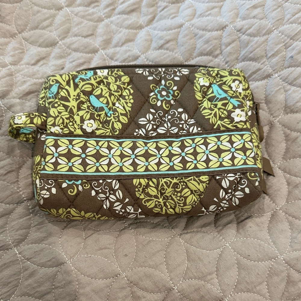 Vera Bradley Brown and Green Floral Cosmetic Bag